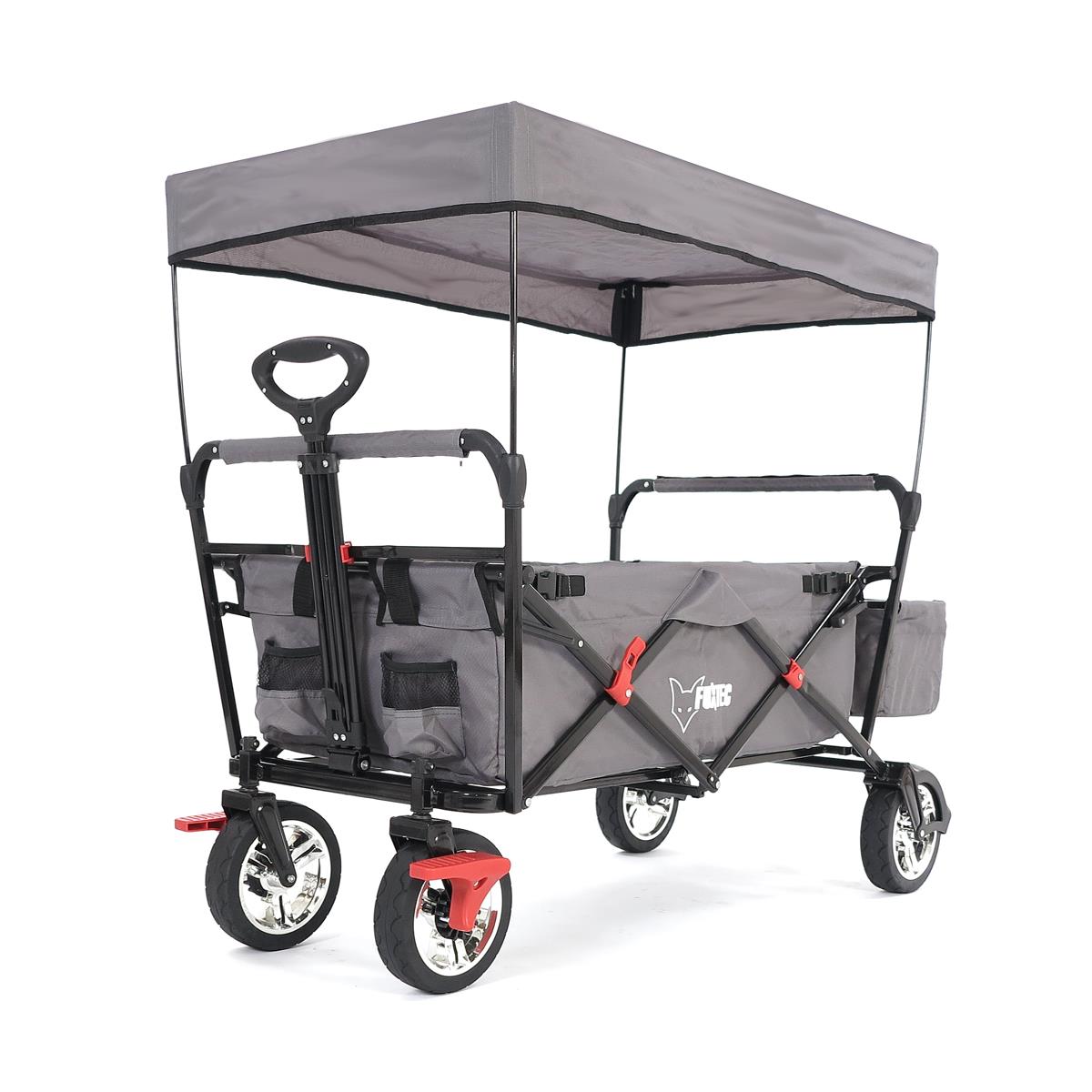 Ein faltbarer Fuxtec-Wagen als Gerätewagen und Bollerwagen
